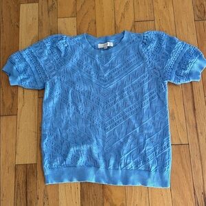 Loft | short sleeve eyelet sweater | periwinkle blue | size M